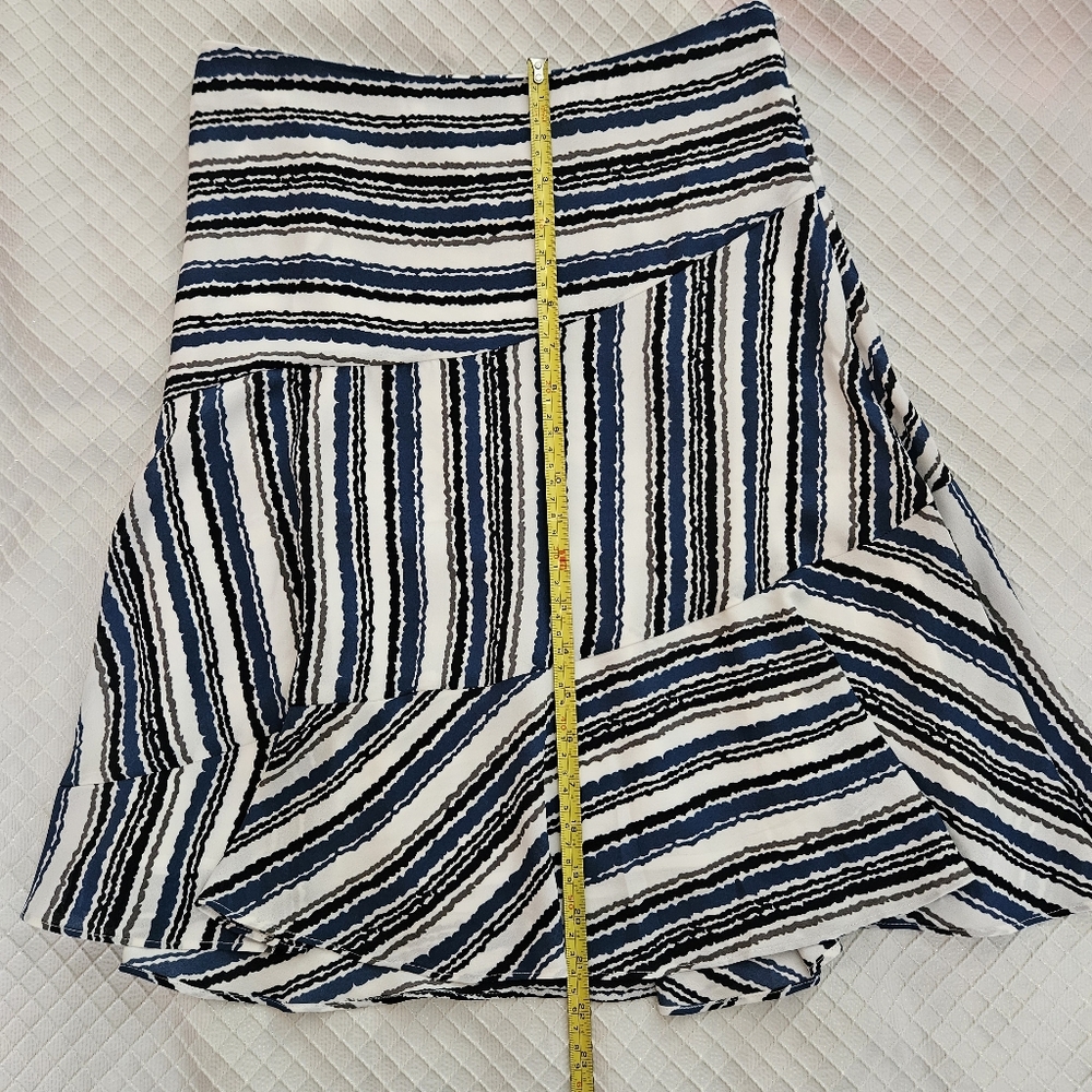 NWT LOFT Striped Blue, Black and White Flounce Skirt - Picture 12 of 12